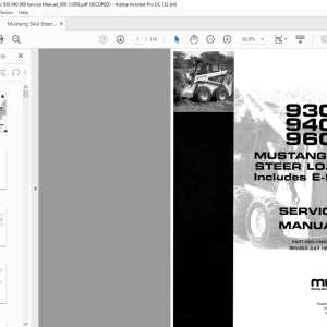 Mustang Skid Steer Loader 930 940 960 Service Manual (000-12909) - PDF DOWNLOAD