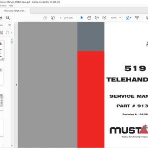 Mustang Telehandler 519 Service Manual (913302) -  PDF DOWNLOAD