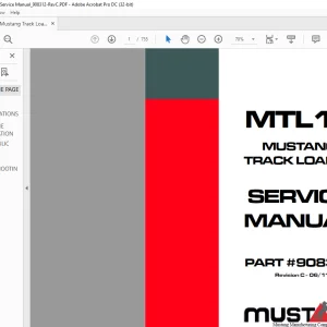 Mustang Track Loader MTL16 Service Manual (908312) - PDF DOWNLOAD