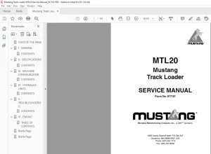 Mustang Track Loader MTL20 Service Manual (917101)  - PDF DOWNLOAD