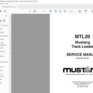 Mustang Track Loader MTL20 Service Manual (917101)  - PDF DOWNLOAD