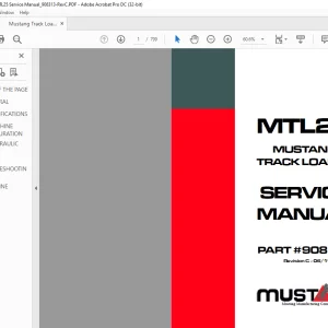Mustang Track Loader MTL25 Service Manual (908313) - PDF DOWNLOAD