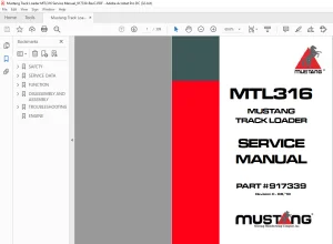 Mustang Track Loader MTL316 Service Manual (917339) - PDF DOWNLOAD