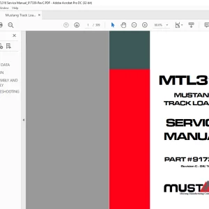 Mustang Track Loader MTL316 Service Manual (917339) - PDF DOWNLOAD