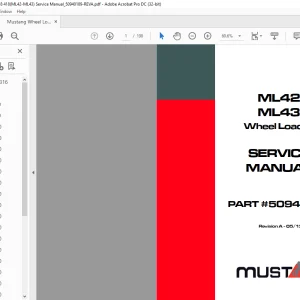 Mustang Wheel Loader ML42 ML43 Service Manual(50940189) -  PDF DOWNLOAD