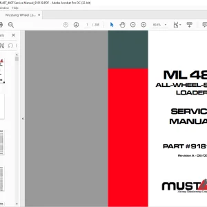 Mustang Wheel Loader ML48T Service Manual (918139) - PDF DOWNLOAD