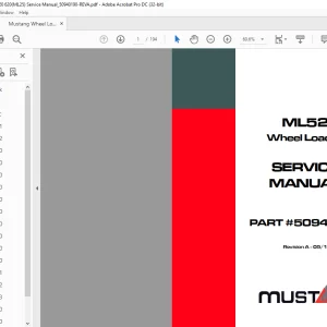 Mustang Wheel Loader ML52 Service Manual(50940190) - PDF DOWNLOAD