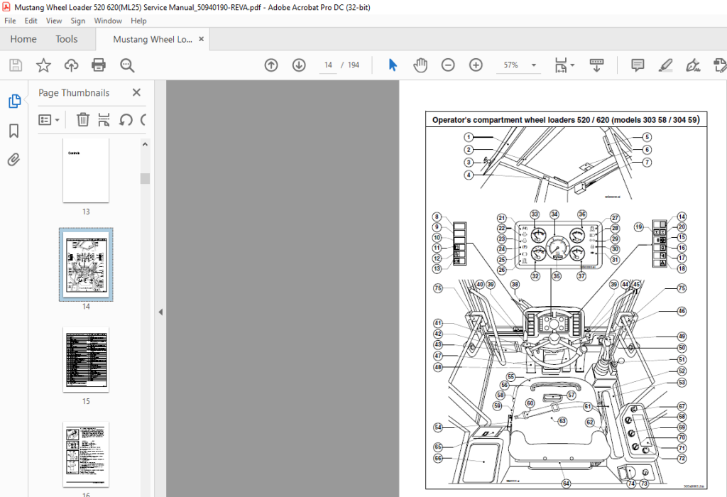 Mustang Wheel Loader ML52 Service Manual(50940190) - PDF DOWNLOAD ...