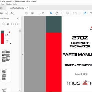 Mustang compact Excavator 270Z Parts Manual(50940093) - PDF DOWNLOAD