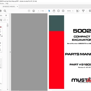 Mustang compact Excavator 5002 Parts Manual(918050) - PDF DOWNLOAD
