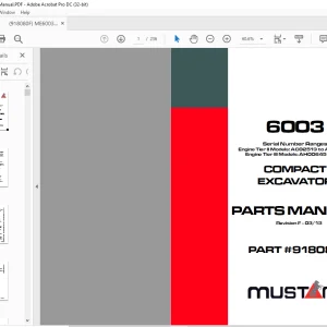 Mustang compact Excavator 6003 Parts Manual(918080) - PDF DOWNLOAD