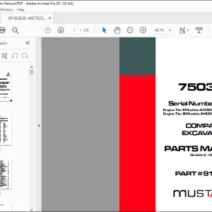 Mustang compact Excavator 7503ZT Parts Manual(918083) - PDF DOWNLOAD
