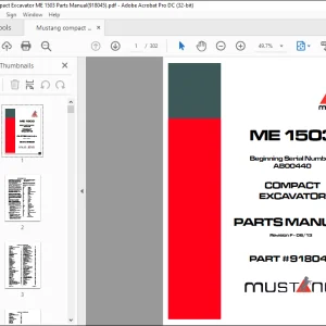 Mustang compact Excavator ME1503 Parts Manual(918045) - PDF DOWNLOAD
