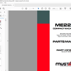 Mustang compact Excavator ME2203 Parts Manual(918046) - PDF DOWNLOAD