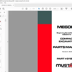 Mustang compact Excavator ME6002 Parts Manual(918051)  - PDF DOWNLOAD