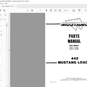 Mustang Loader 442 Parts Manual(000-28844) - PDF DOWNLOAD