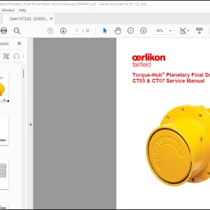 Oerlikon CT05 & CT07 Fairfield Planetary Final Drive Motor Service Manual 50940041 - PDF DOWNLOAD