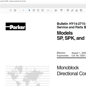 Parker SP SPK & SSK Gresen Monoblock Control Valves PartsService Manual 915118 - PDF DOWNLOAD