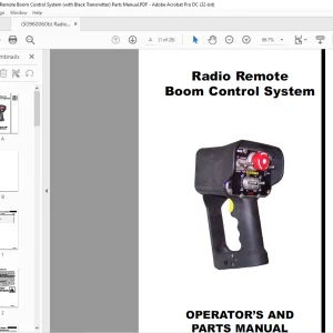 Radio Remote Boom Control System (with Black Transmitter) OPERATOR’S AND Parts Manual(50960060b) - PDF DOWNLOAD