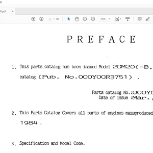 Yanmar 2GM20 2GM20-B 2GM20C 2GM20F Diesel Engine Parts Catalog Manual 0CF10-G50502 - PDF DOWNLOAD
