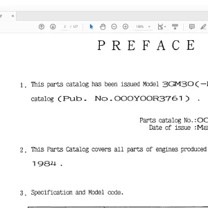 Yanmar 3GM30 3GM30-B 3GM30C 3GM30F Diesel Engine Parts Catalog Manual 0CF10-G50602 - PDF DOWNLOAD