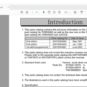 Yanmar 3JH3E 3JH3E(EPA) & 3JH3CE Engine Parts Catalog Manual 0CR10-G46601 - PDF DOWNLOAD