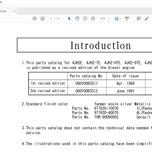 Yanmar 4JH2E 4JH2-TE 4JH2-HTE 4JH2-DTE 4JH2-UTE Diesel Engine Parts Catalog Manual 0CR10-G35102 - PDF DOWNLOAD