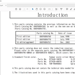 Yanmar 4JH3-HTE 4JH3-DTE Engine Parts Catalog Manual 0CR10-G47601 - PDF DOWNLOAD