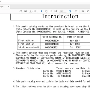 Yanmar 4JH3E 4JH3E-TE & 4JH3CE, 4JH3CE 1, 4JH3E-TCE Engine Parts Catalog Manual 0CR10-G46701 - PDF DOWNLOAD