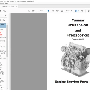 Yanmar 4TNE106-GE and 4TNE106T-GE Engine Service Parts Manual(908293)  - PDF DOWNLOAD