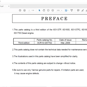 Yanmar 6SY-STP 6SY655 6SY-STP2 6SY650 6SY720 6SY750 Diesel Engine Parts Catalog Manual - PDF DOWNLOAD