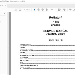 Ag Chem 1396 RoGator Chassis Service Manual_79034099C - PDF DOWNLOAD