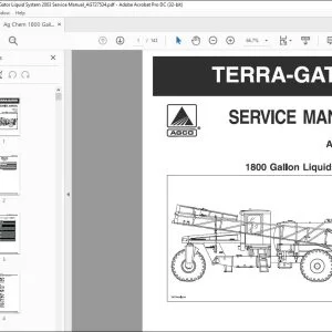 Ag Chem 1800 Gallon TerraGator Liquid System 2003 Service Manual_AG727534 - PDF DOWNLOAD