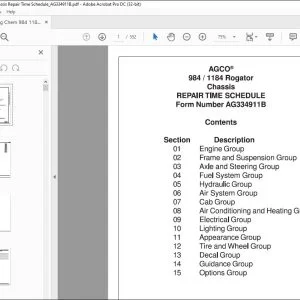 Ag Chem 984 1184 Rogator Chassis Repair Time Schedule Manual_AG334911B - PDF DOWNLOAD
