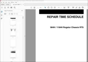 Ag Chem 984H 1184H Rogator Chassis Repair Time Schedule Manual_AG334912A - PDF DOWNLOAD