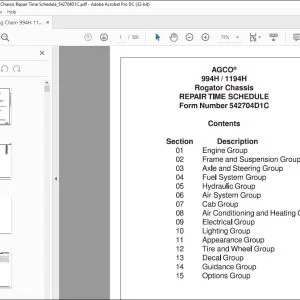 Ag Chem 994H 1194H RoGator Chassis Repair Time Schedule Manual_542704D1C - PDF DOWNLOAD