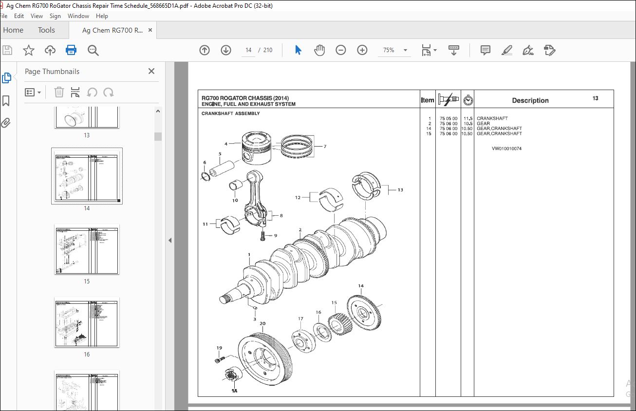 Ag Chem RG700 RoGator Chassis Repair Time Schedule Manual_568665D1A ...