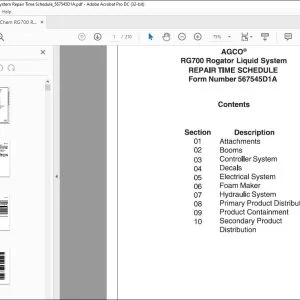 Ag Chem RG700 RoGator Liquid System Repair Time Schedule Manual_567545D1A - PDF DOWNLOAD