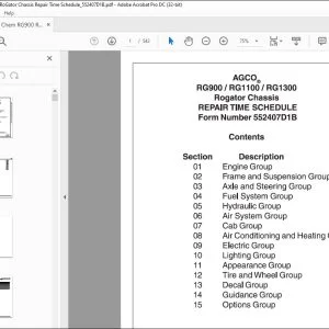 Ag Chem RG900 RG1100 RG1300 RoGator Chassis Repair Time Schedule Manual_552407D1B - PDF DOWNLOAD