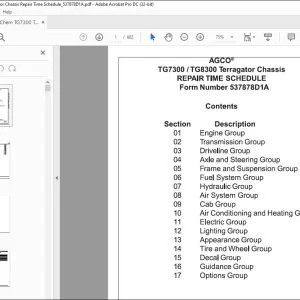 Ag Chem TG7300 TG8300 TerraGator Chassis Repair Time Schedule Manual_537878D1A - PDF DOWNLOAD