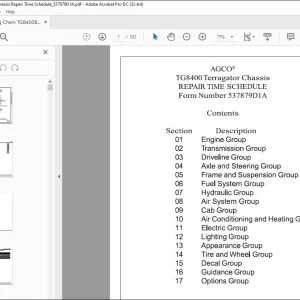 Ag Chem TG8400B TerraGator Chassis Repair Time Schedule Manual_537879D1A - PDF DOWNLOAD