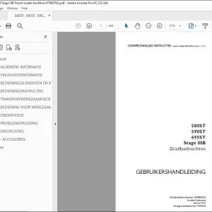 Case Graaflaadmachines 580ST 590ST 695ST Stage IIIB GEBRUIKERSHANDLEIDING(47800792) - PDF DOWNLOAD(Dutch)
