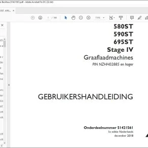 Case Graaflaadmachines 580ST 590ST 695ST Stage IV GEBRUIKERSHANDLEIDING(51421561) - PDF DOWNLOAD(Dutch)
