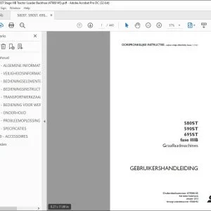 Case Graaflaadmachines 580ST 590ST 695ST fase IIIB GEBRUIKERSHANDLEIDING(47900145) - PDF DOWNLOAD(Dutch)