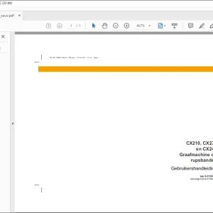 Case Graafmachine op rupsbanden CX210, CX230 en CX240 GEBRUIKERSHANDLEIDING(6-31793 NL) - PDF DOWNLOAD(Dutch) 