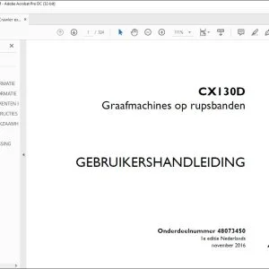 Case Graafmachines op rupsbanden CX130D GEBRUIKERSHANDLEIDING(48073450) - PDF DOWNLOAD (Dutch)