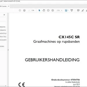 Case Graafmachines op rupsbanden CX145C SR GEBRUIKERSHANDLEIDING(47554756) - PDF DOWNLOAD (Dutch)