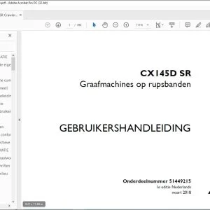 Case Graafmachines op rupsbanden CX145D SR GEBRUIKERSHANDLEIDING(51449215) - PDF DOWNLOAD (Dutch)