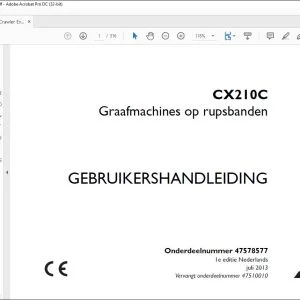 Case Graafmachines op rupsbanden CX210C GEBRUIKERSHANDLEIDING(47510010) - PDF DOWNLOAD (DUTCH)