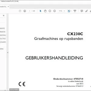 Case Graafmachines op rupsbanden CX230C GEBRUIKERSHANDLEIDING(47552710) - PDF DOWNLOAD (Dutch)